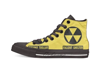 

Fallout Shelter Sign High Top Canvas Shoes Flat Casual Custom Unisex Sneaker Drop Shipping