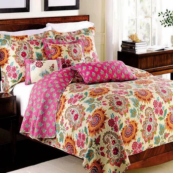 

Thick Handmade Patchwork Quilt 3PCS Sets Bedding Washed CottonSummer Blanket Bedspread Cover with 2pcs Pillowcase