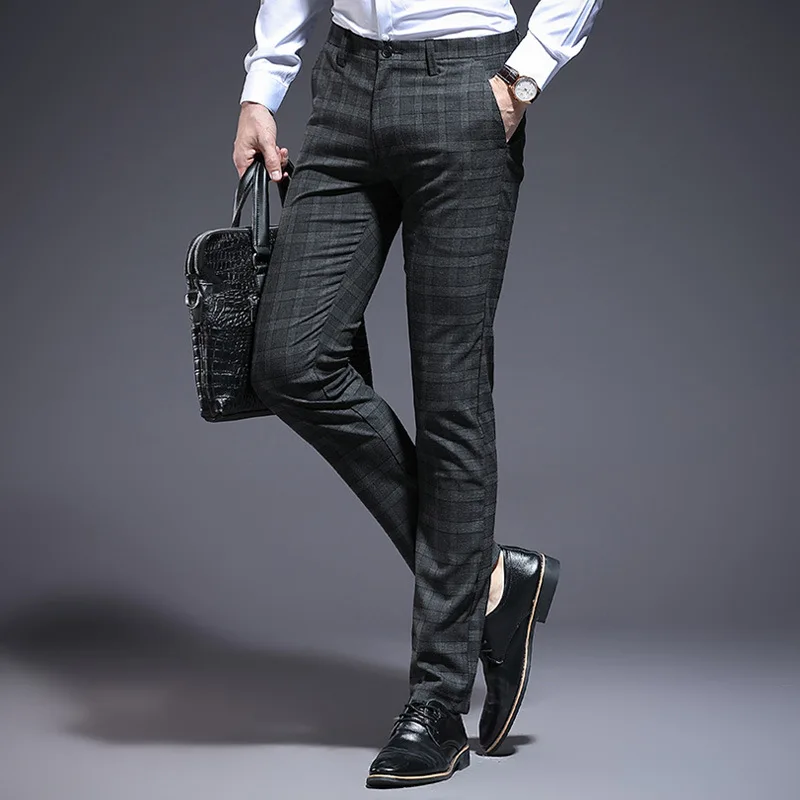 Новые клетчатые мужские брюки для отдыха корейские модные клетчатые мужские брюки молодежные тонкие мужские брюки для отдыха LMDS 657