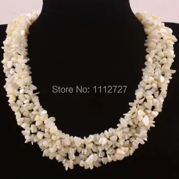 

Charming 4X8MM White Mother of Pearl Shell Weave Chip Beads Necklace Strand Women Jewelry Natural Stone 18"L BV80 Wolesale Price