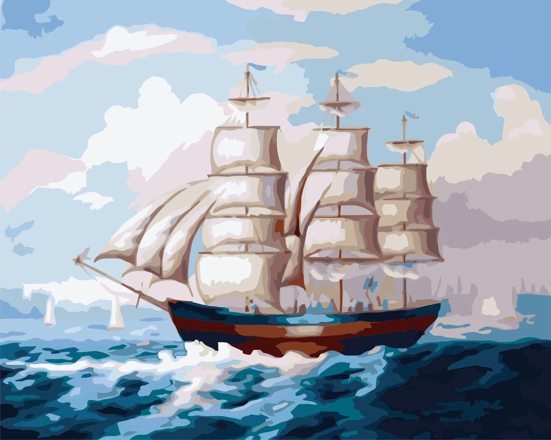 Sailing Boat diy Oil Painting By Numbers Drawing Painting By Numbers