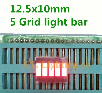 

5 grid digital segment LED light bar 5 flat tube 12.5x10mm red light ten cell surface flat tube