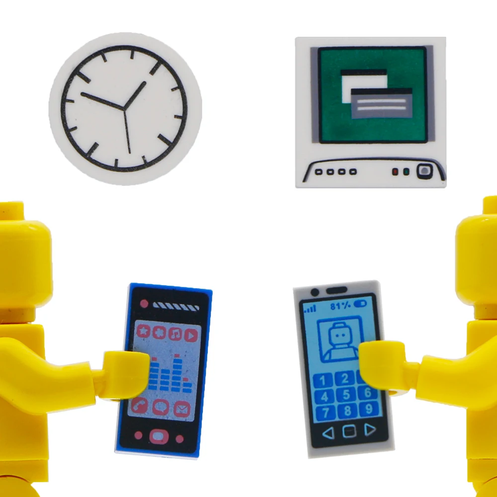 

City Accessories Printed Tile Building Blocks Computer TV Phone Clock Figure Parts MOC Bricks Toys Compatible LegoINGlys Friends