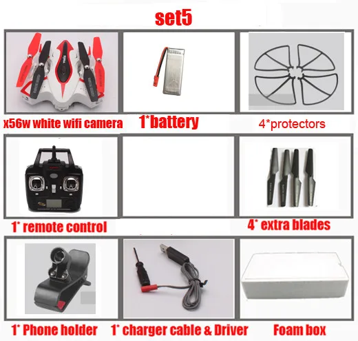 Сыма x56w Радиоуправляемый Дрон Камера Wi-Fi в режиме реального времени FPV-системы Камера Quadcopter 4ch 2.4 г 6 оси самолета Дистанционное управление вертолет FO - Цвет: set5
