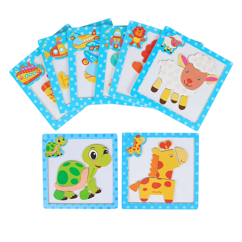 Children 3D Magnetic Puzzle Jigsaw Wooden Toys Cartoon Animals Traffic Puzzles Tangram Kids Educational Toy for Children
