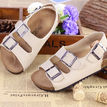 

Fashion Sandals Shoes Unisex Children Gladiator Glitter Soft Leather Buckle Beach 2019 New Roman Cork Sandals Anti Slip New D30