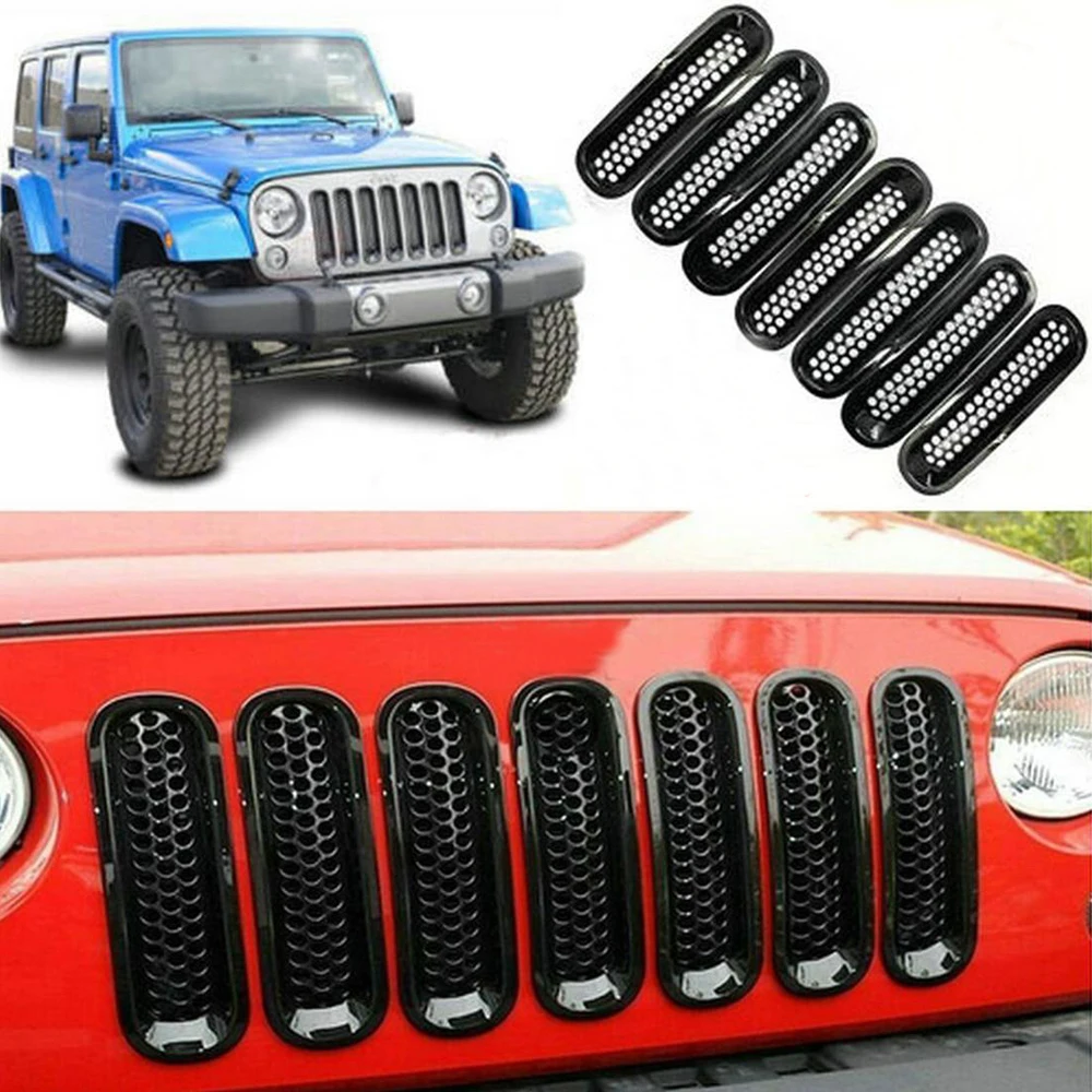 Areyourshop Rejilla de malla 3D con bloqueo frontal de acero para JK Wrangler 2007-2016