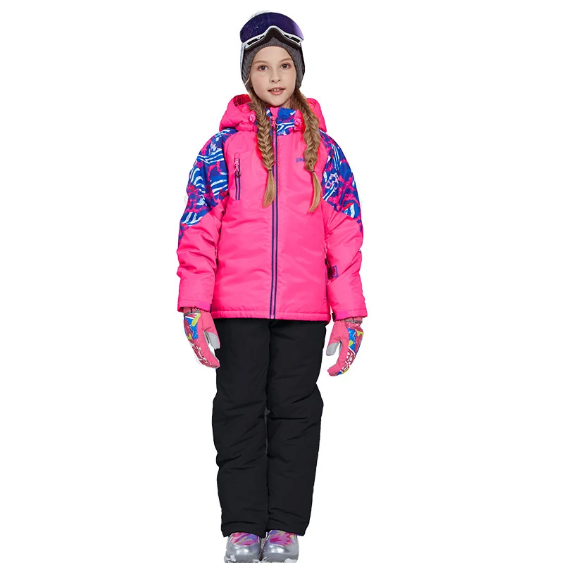 

2019 Winter Children Skiing Suits Waterproof Fleece Girls Snow Sets Jacket Overalls Teenage Kids Outdoor Sports Outfits Clothes