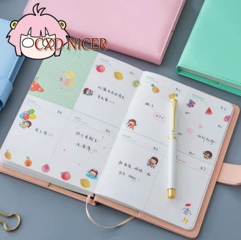 

Creative Korean Handbook Notebook Candy Pu Cover Diary Schedules 116 Sheet Office School Supplies Sketchbook DD636