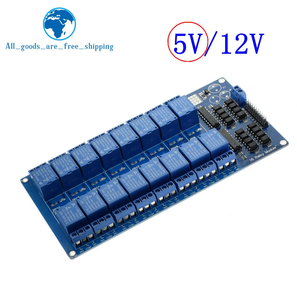 

TZT teng 5V 12V 16 Channel Relay Module for arduino ARM PIC AVR DSP Electronic Relay Plate Belt optocoupler isolation