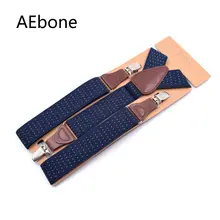 AEbone, темно-синие подтяжки в горошек, мужские подтяжки, для брюк, повседневные, на ремне, винтажные мужские подтяжки, Bretele Masculino 120 см, Sus32