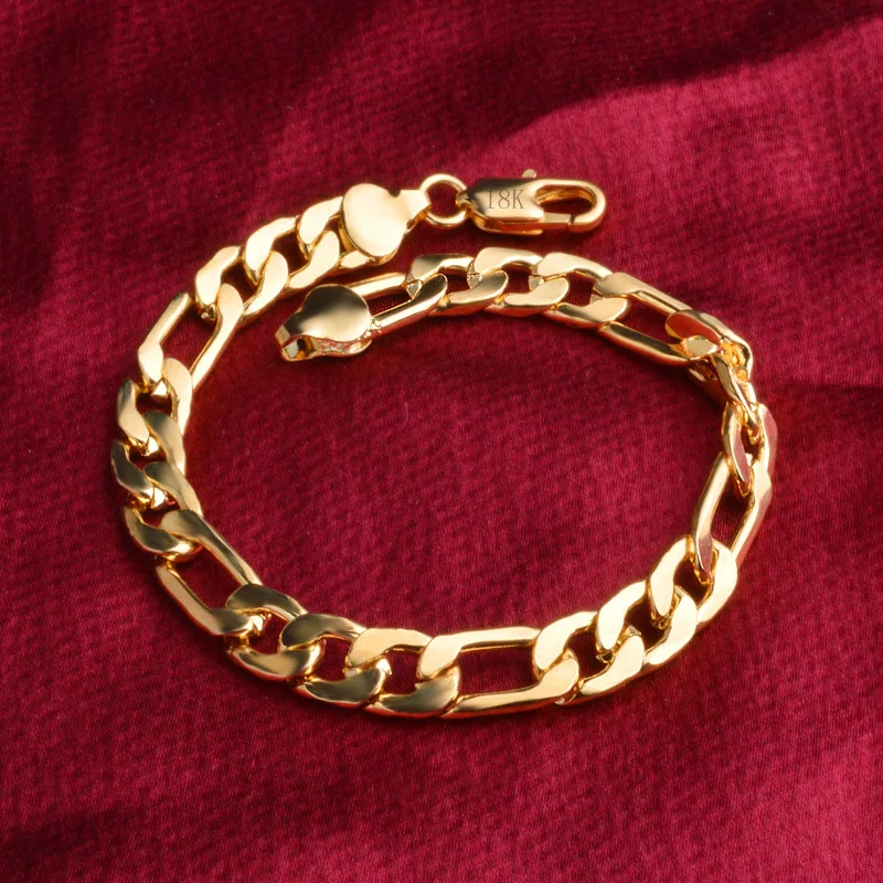 MEEKCAT 2019 новый браслет из чистого золота 18 K 8 мм 21 см браслеты плетеные цепи для