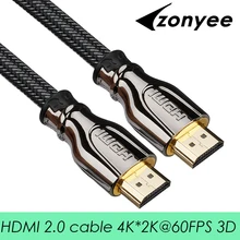 Zonyee HDMI кабель высокого Скорость 2.0 Версия 3D 4 К 60fps кабель для HD ТВ ЖК-дисплей PS3 проектор 1 м 2 м 3 м 5 м 8 м 10 м 15 м 20 м кабель HDMI