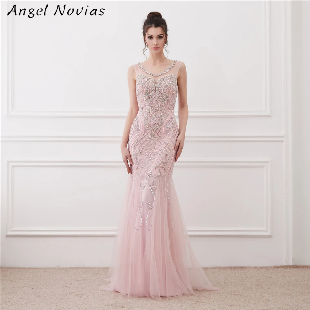 Buy Luxury Long Backless Pale Pink Mermaid Evening