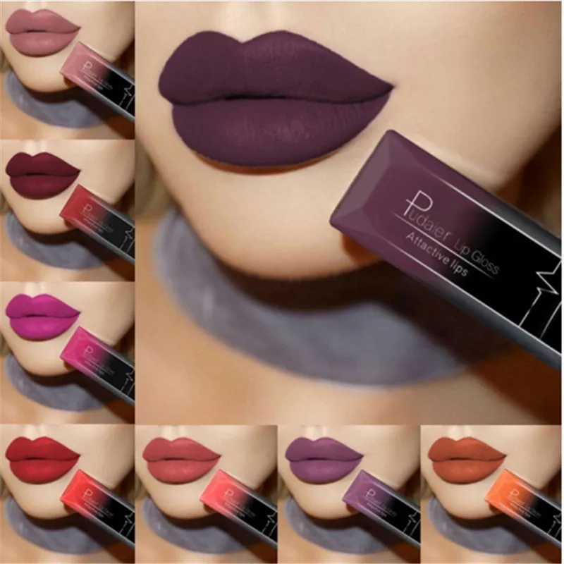 

PUDAIER Waterproof Velvet Liquid Lipstick Sexy Red Lip Tint 21 Colors Make up Long Lasting maquiagem Matte Nude Glossy Lipgloss