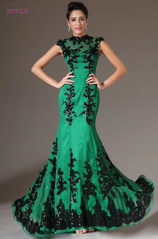 New-Adorable-Black-Lace-Appliques-Evening-Dress-Freeshipping