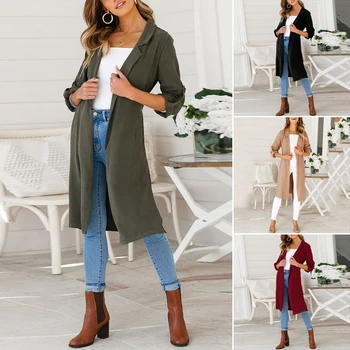 

2018 Autumn Winter Coat Women Wide Lapel Belt Pocket Oversize Long Red Trench Coat Outwear Soft Casual Pull Loose Outerwear