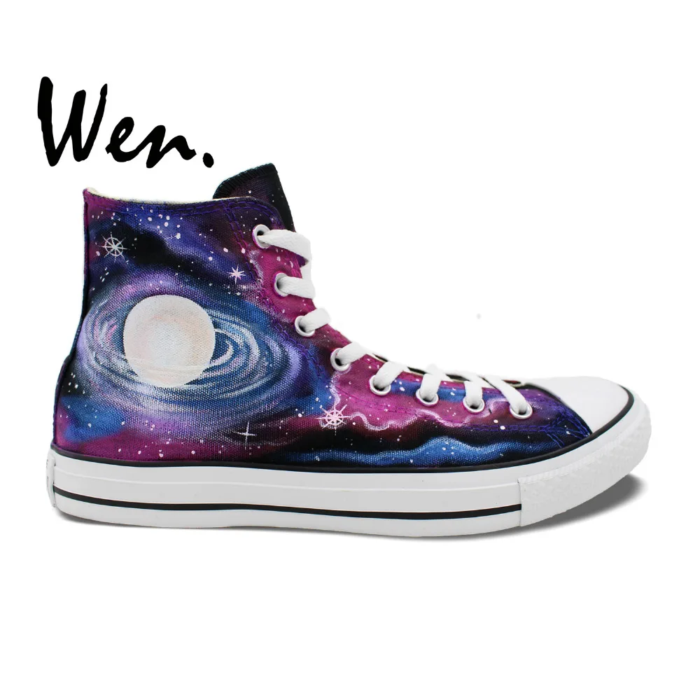 Wen Hand Painted Unisex Shoes Original Custom Design Galaxy Nebula Stars Men Women's High Top Casual Canvas Shoes