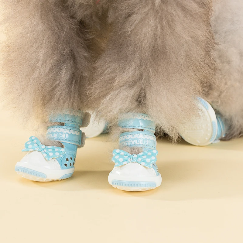 Ctdsgw00501-bowknot четыре комплекта летом небольшой Обувь милые дышащие собаки чихуахуа сандалии Обувь нескользящим собака загрузки пинетки