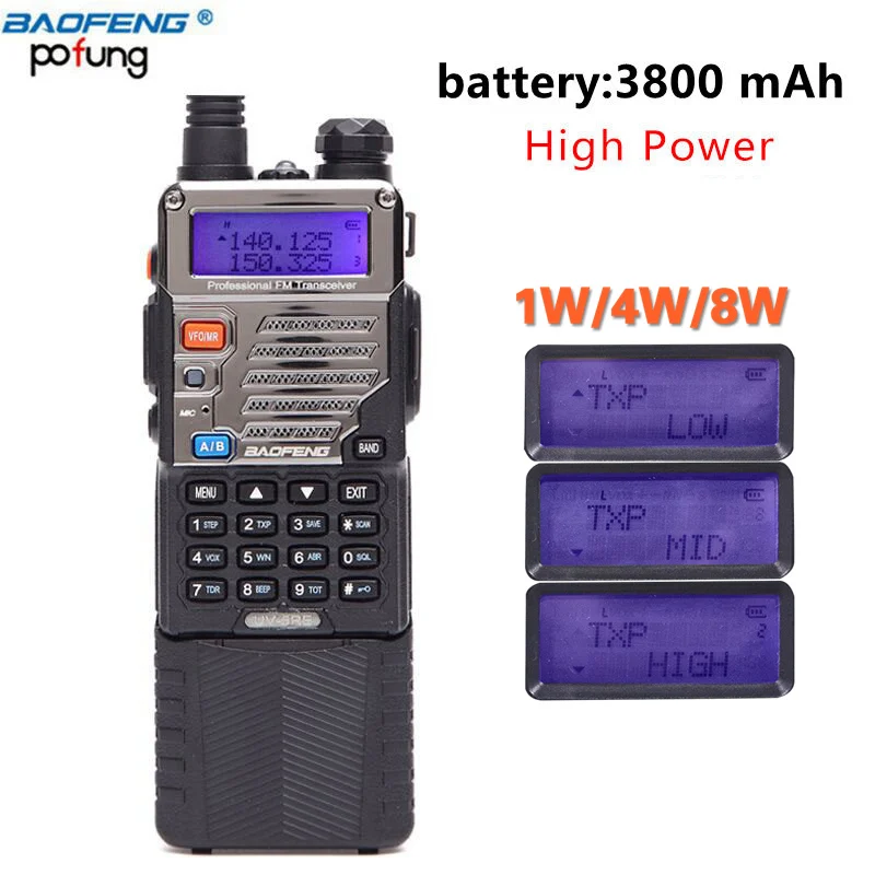 BAOFENG UV-5RE 8 Вт мощный портативной рации 3800 мАч 10 км долго диапазона uhf УКВ диапазона портативный cb радиолюбителей обновление UV5RE для Пеший