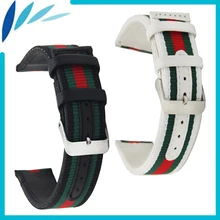 Nylon Leather Watch Band 22mm for Amazfit Huami Xiaomi Smart Watchband Strap Wrist Loop Belt Bracelet Black White + Spring Bar