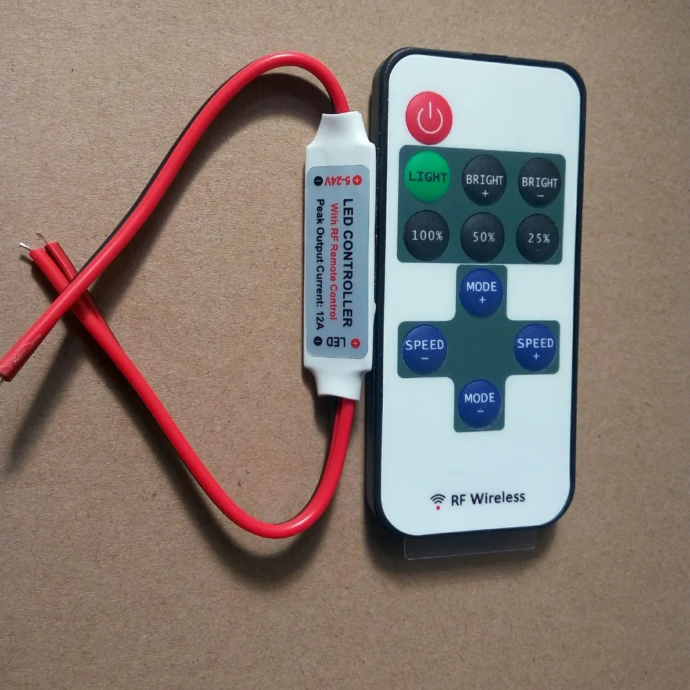

10pcs/lot Color Remote Control Dimmer DC 12V 11keys Mini Wireless RF LED Controller for led Strip light