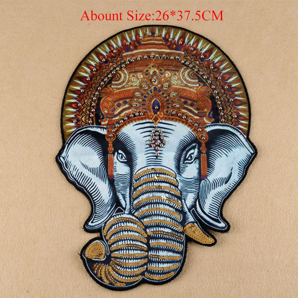

Elephant Clothes Embroidered Sewing on Patches Sequins Appliques Cheap Cartoon Large Embroidered Patches for Clothing