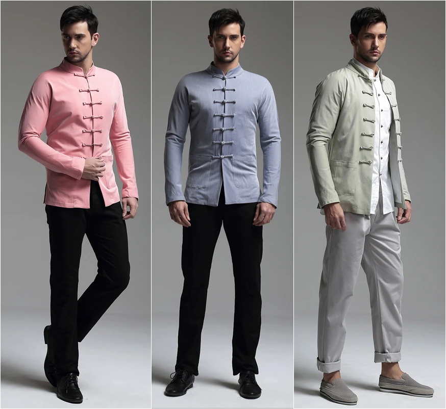 Men Chinese Style Tang Suit Trend Coat Top Fashion Casual High Quality