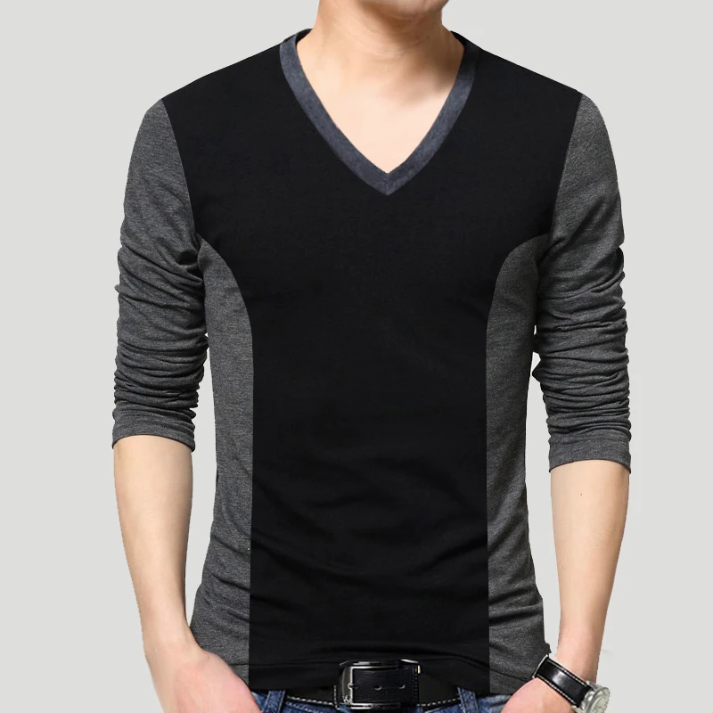 Men T-shirt 2020 Autumn Winter Top Long Sleeve Men T-shirt Plus T Shirts Mens Long Tee Shirt V-neck T Shirts Brand Cotton Tops