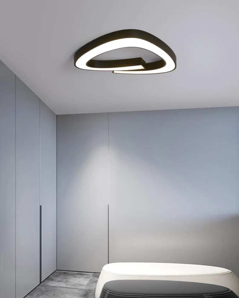 Современный светодиодный светильник черного и белого цвета для гостиной, спальни, кабинета, прихожей, с регулируемой яркостью, простая Потолочная люстра AC90 220V