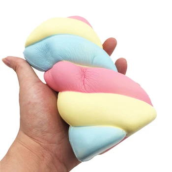

14.5cm Super Slow Rising Squeeze Squeeze Toy Rainbow Marshmallow Bread Shape Stress Reliever Kid's Squeeze Toy Gift Decoration