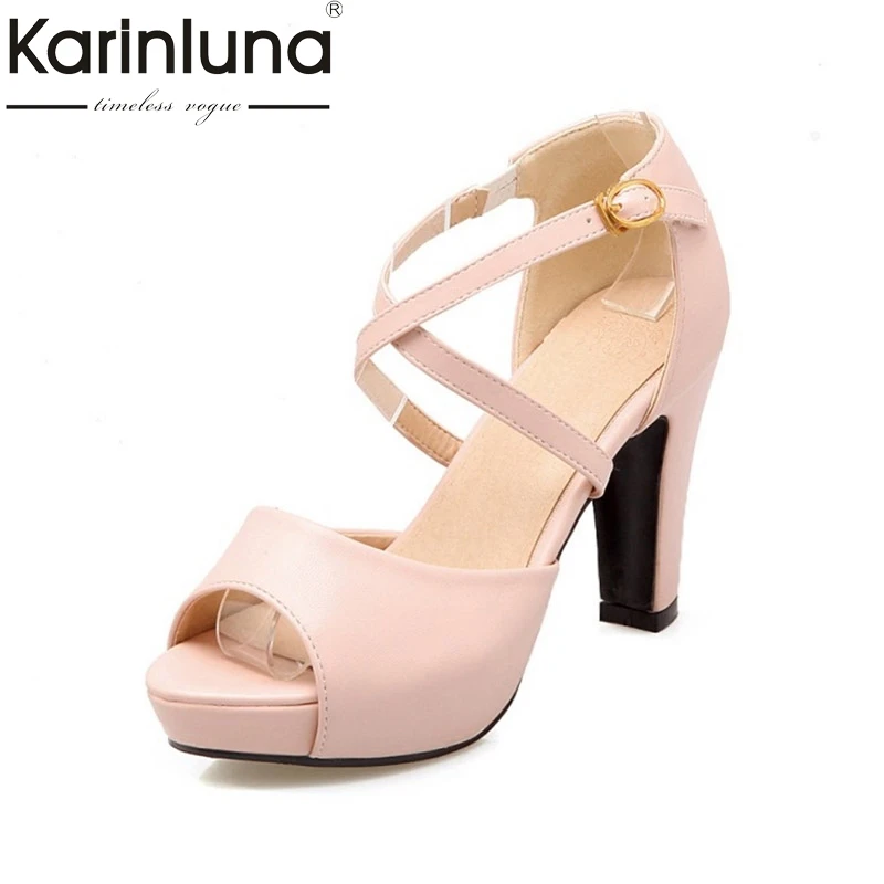 KARINLUNA New Big Size 33-43 High Heels Women Shoes Sexy Platform Peep Toe Buckle Strap Woman Wedding Sandals KARINLUNA New Big Size 33-43 High Heels Women Shoes Sexy Platform Peep Toe Buckle Strap Woman Wedding Sandals
