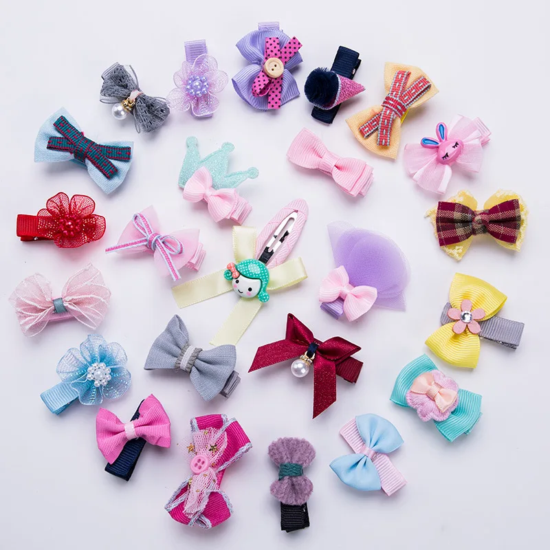 

Small Bow Barrettes Sweet Baby Kids Children Girls Solid Dot/ Butterfly Knot Safety Hair Clips Beauty Hairpins Wholesale