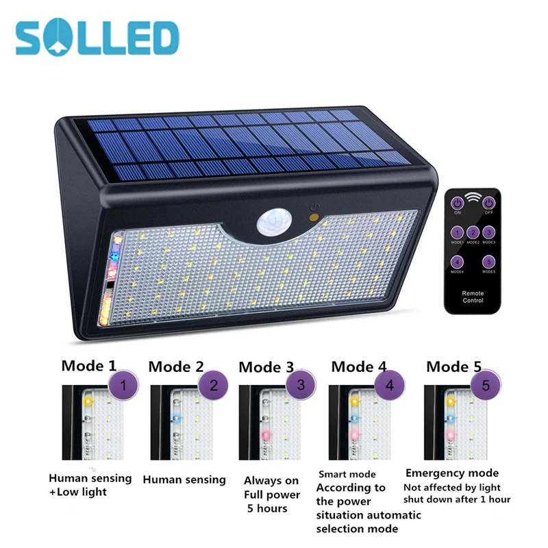 

60 LED Solar Light Super Bright Upgraded Lamp Lights For Outdoor Wall Yard Garden With Five Modes In One Solar Lamps