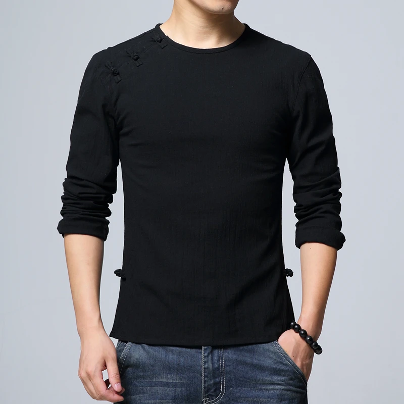 2018 Spring Men's Fashion Slim Long Sleeve T Shirt , Chinese style Slim ...