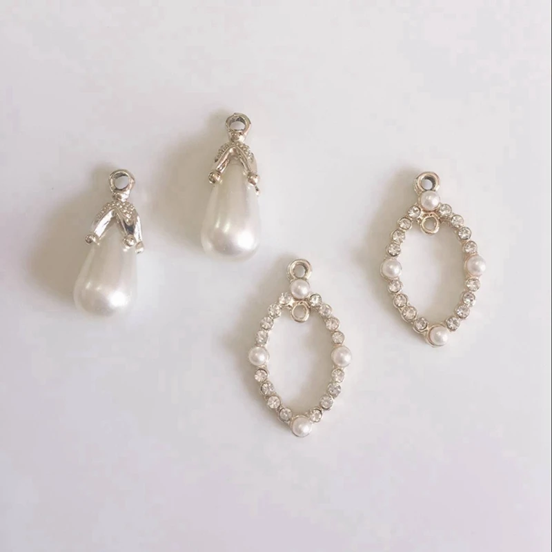 

26MM Water Drop Oval Style Simulated-pearl Glass Crystal KC Gold Alloy Jewelry Pendants Jewellery Charms