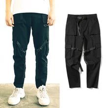 Высокое качество повседневные спортивные штаны модные хип-хоп джоггеры хлопчатобумажные спортивные брюки мужская одежда крутые свободные карманы Военный стиль