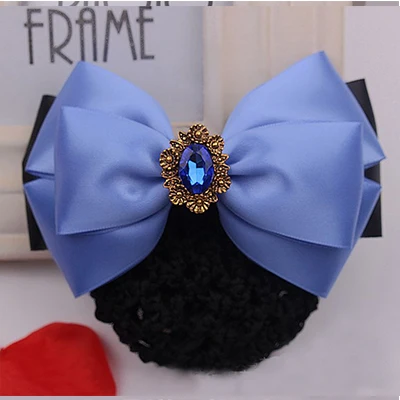 Fashion Office Lady Bow Tie Barrette Hair Clip Cover Bowknot Net Bun Deep Snood for Long Hair Hair Bands for Women - Цвет: G