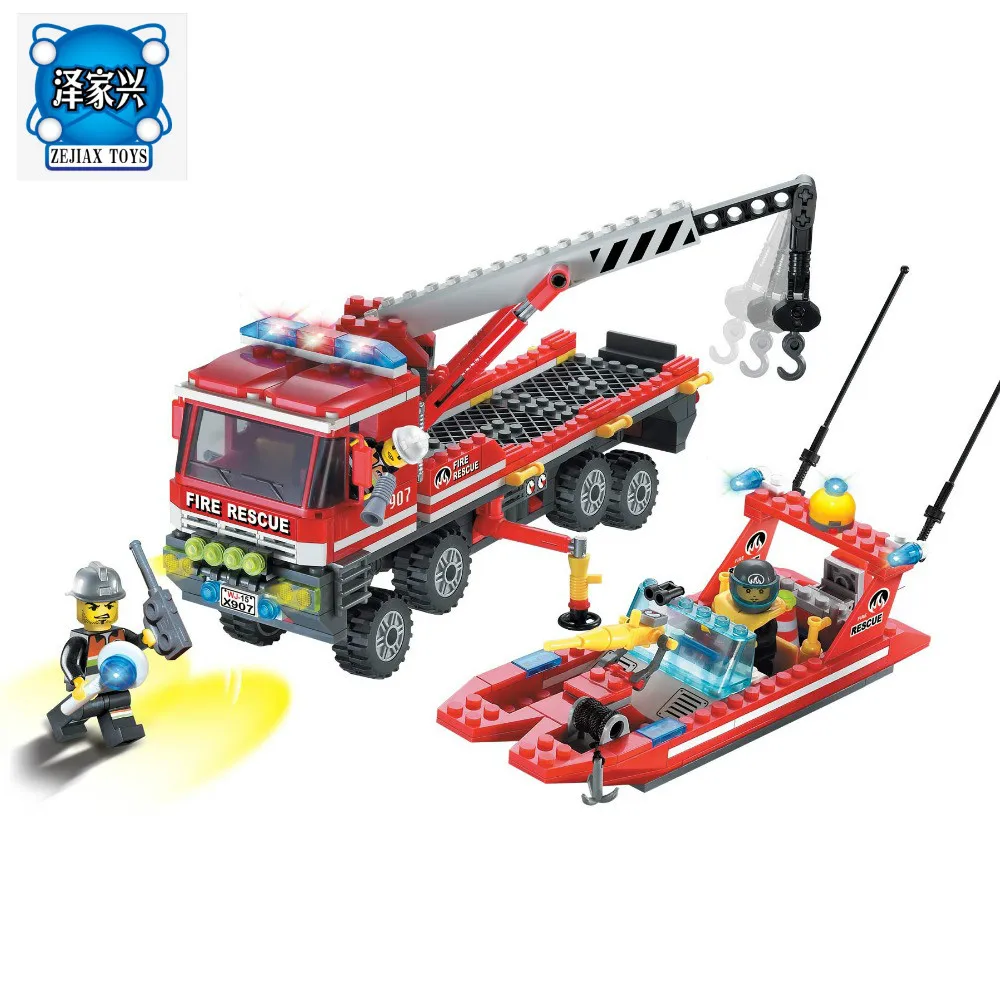 420 шт. Просвещения Building Block brciks рисунок Игрушечные лошадки Пожарная служба All Terrain