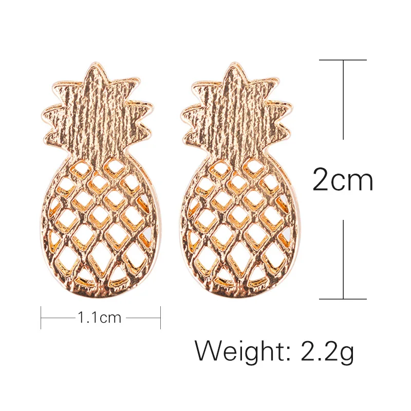 Простая полая запонка с ананасом серьги для женщин корейская мода изысканная Декоративный металл аксессуары 3 цвета серьги гвоздики ювелирные изделия