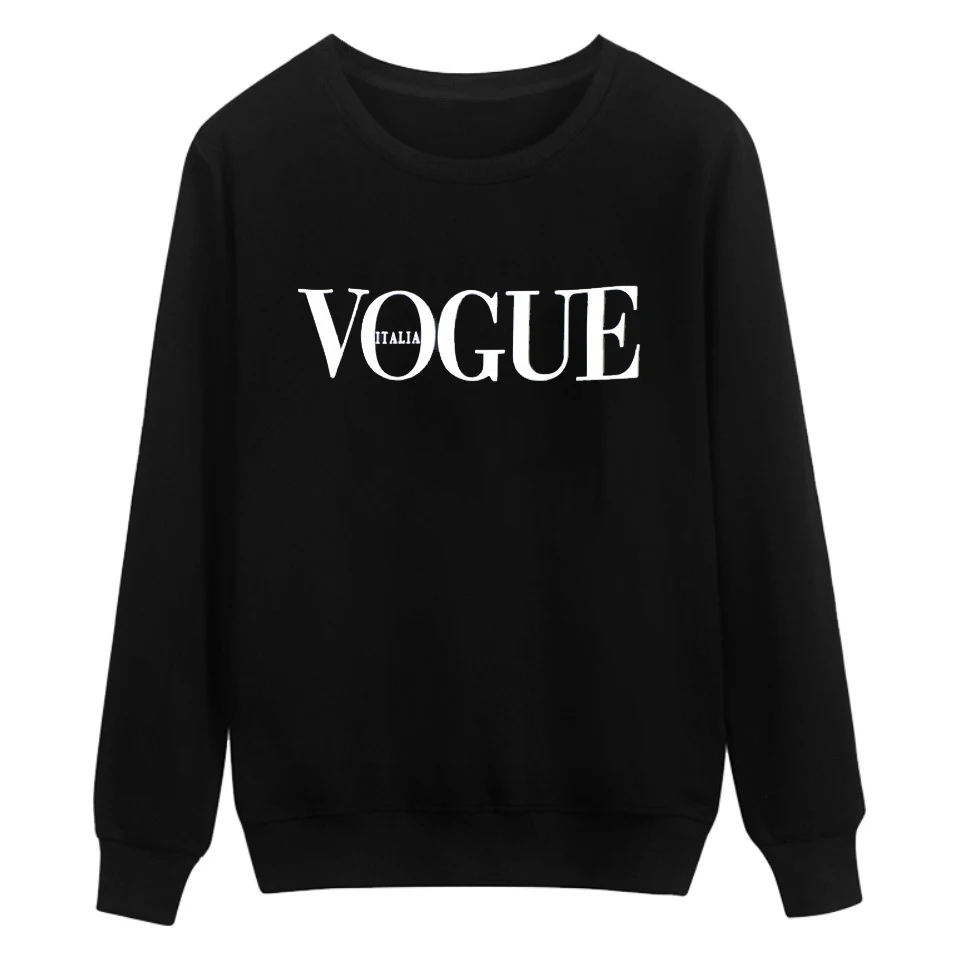  XUNASHOW 2019 Autumn Winter Fleece Sweatshirts for Women Pullover VOGUE Printed Letters Tops