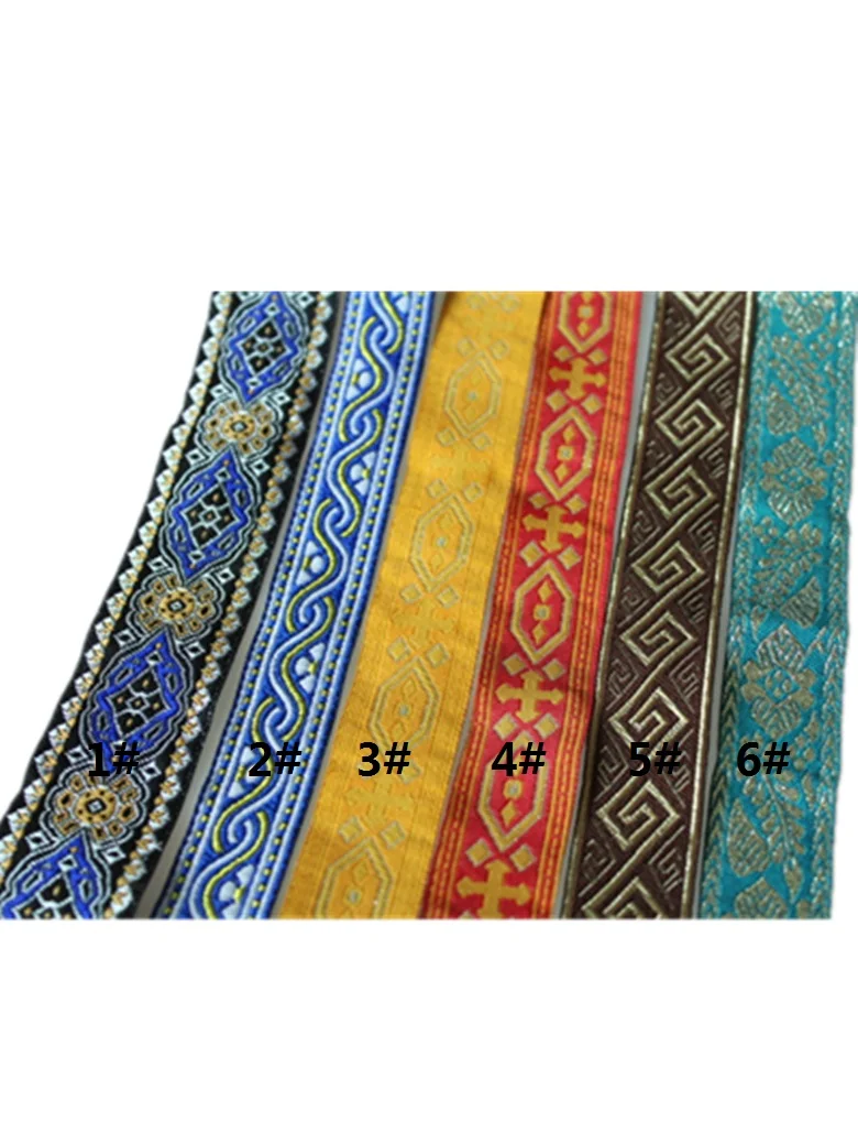 

10yards/lot wide about 2cm-2.5cm Woven Jacquard Ribbon geometric pattern for curtain and clothing accessory LS-9993