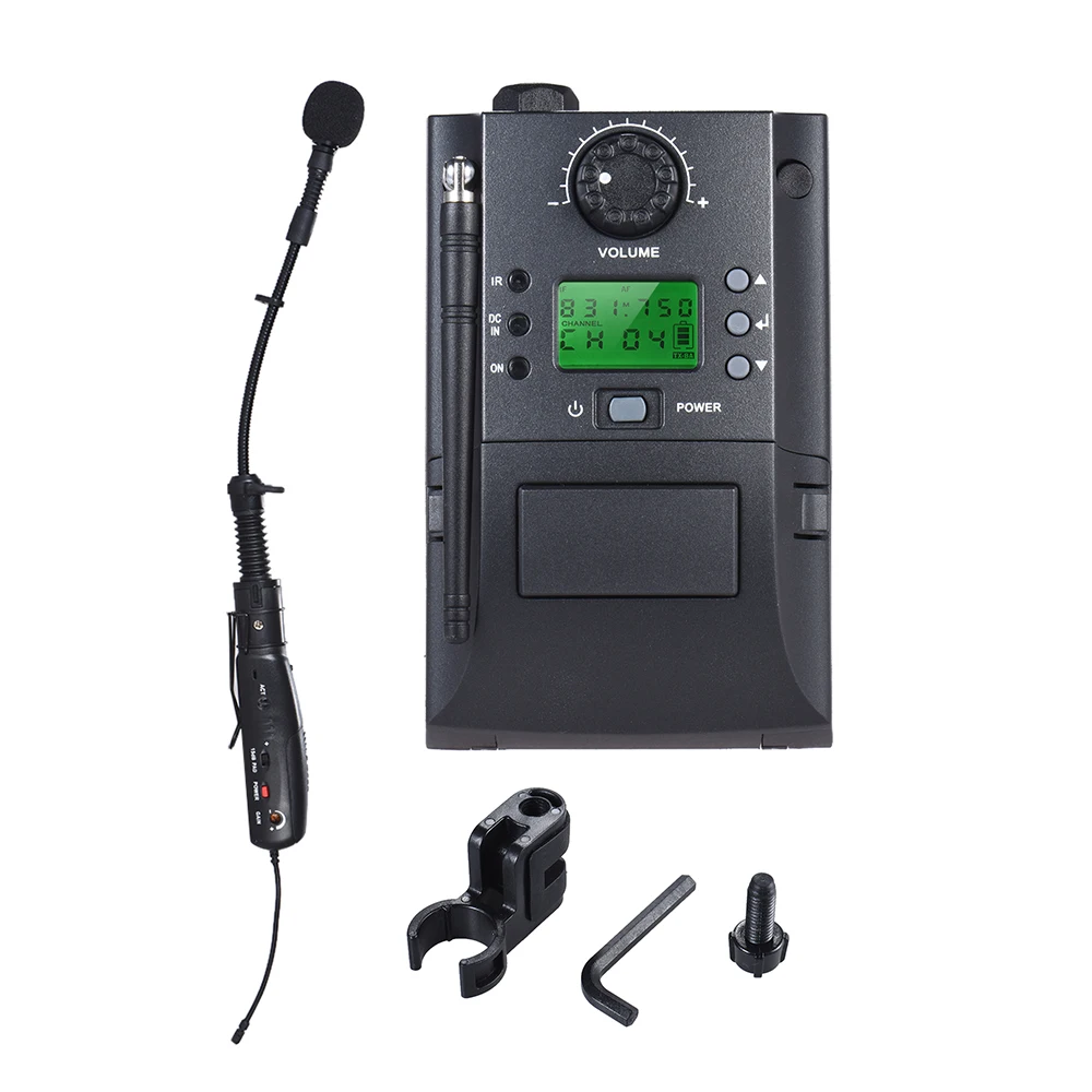 Portable UHF Instrument Wireless Microphone System with Receiver
