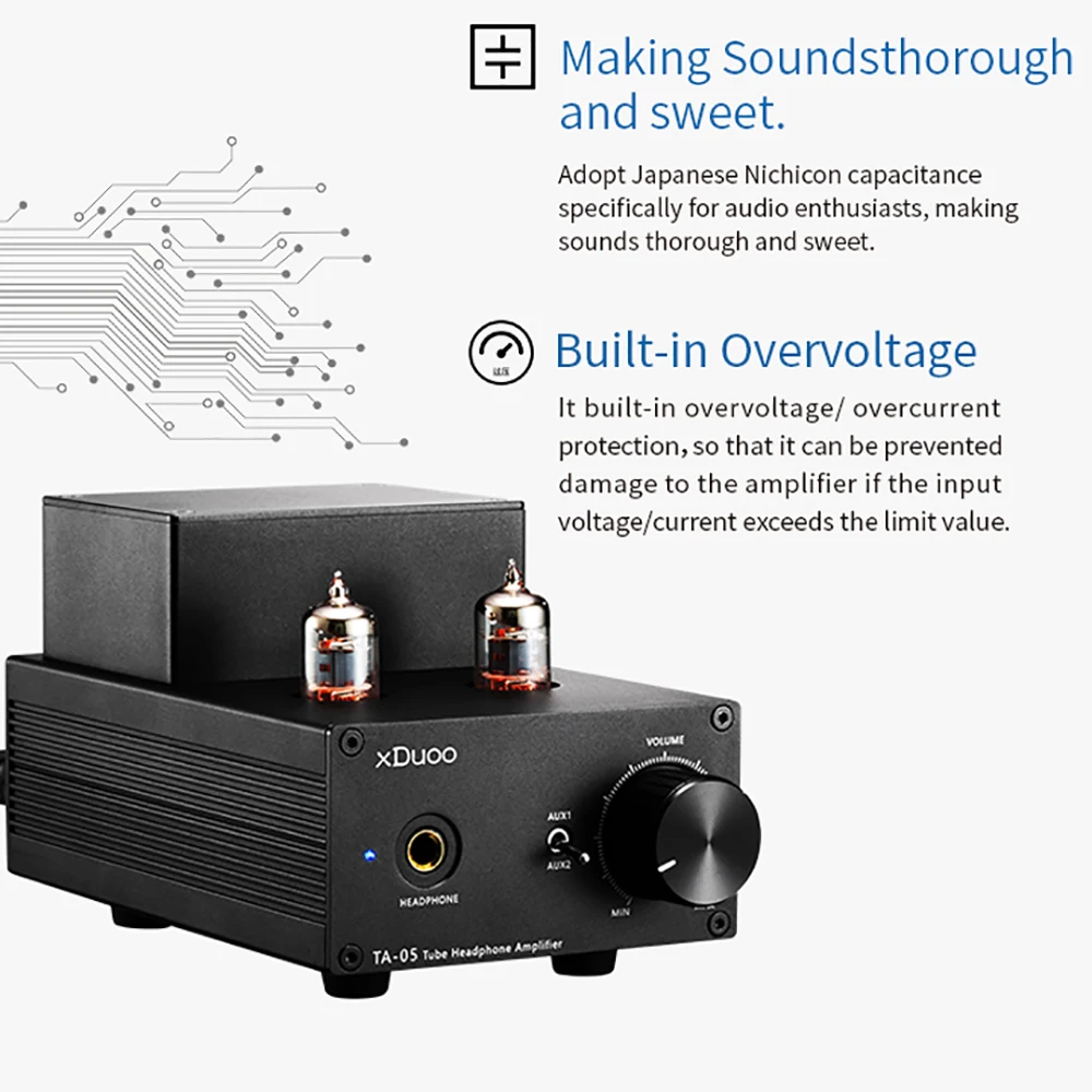 XDuoo TA 05 TA05 Hi Fi аудио стерео ламповый усилитель для наушников Amp 2x 6J1 & ST 772/882