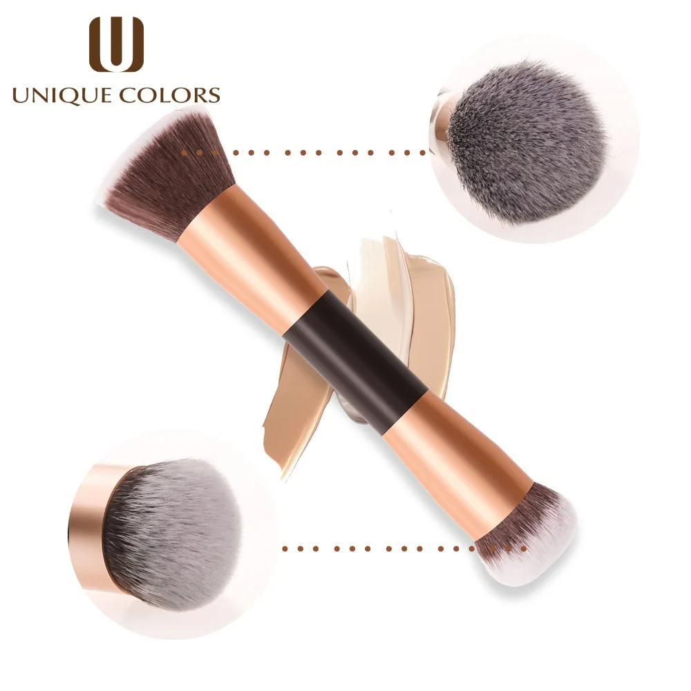 UNIQUE COLORS 1Pcs Multi Function Double Sided Makeup Brushes Wood
