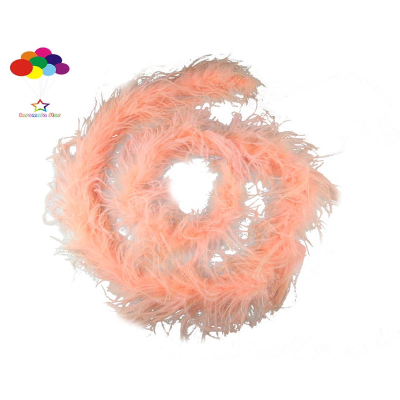 

1pcs Luxury Ostrich Feather Boa 2 meter Long pink shell High Quality for diy Fluffy Costume Dress mask headdress