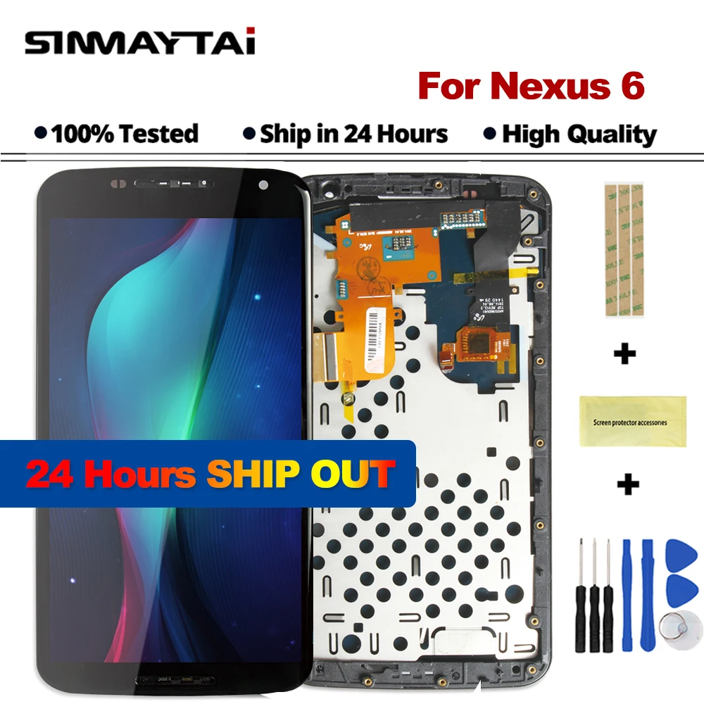 5 96 ''для Motorola Moto Nexus 6 XT1100 XT1103 ЖК-дисплей сенсорный экран с рамкой дигитайзер