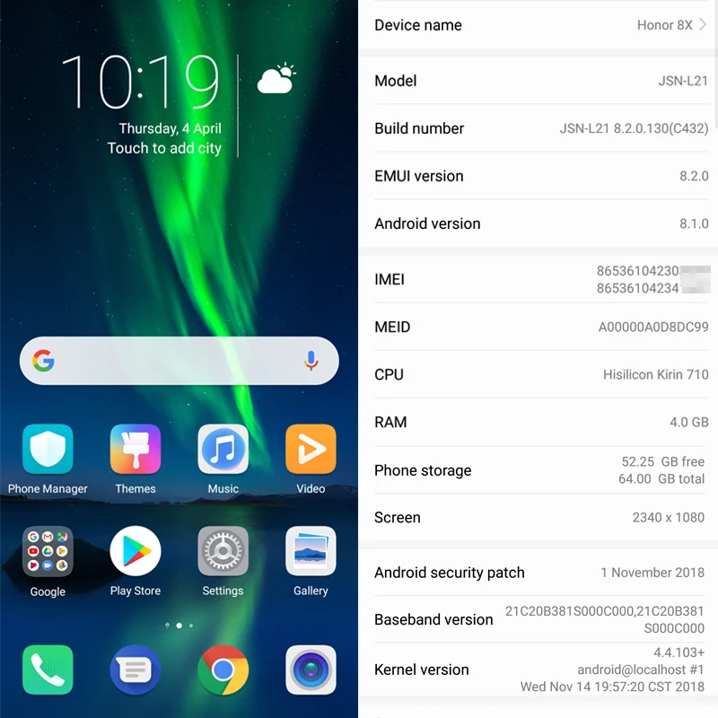 Оригинальный huawei смартфона Honor 8X4 Гб 64 8X20 Мп двойные задние Камера четрыре ядра