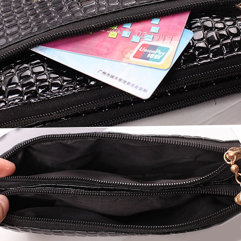 Новые модные сумки на плечо, женская сумка с узором «крокодиловая кожа», кошелек для мобильного телефона на молнии, женская сумка через плечо, сумки-мессенджеры