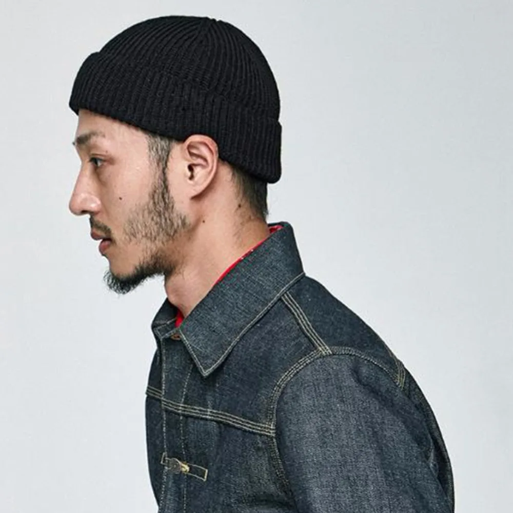Мужская зимняя теплая шапка в стиле хип-хоп, одноцветная шерстяная вязаная шапка, уличные шапочки унисекс